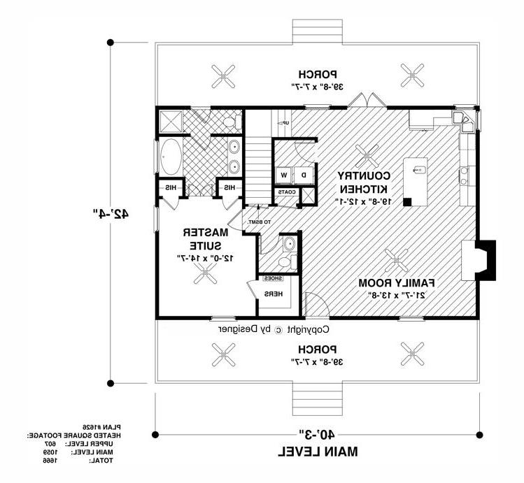Main Level Floor Plan image of The Greystone Cottage House Plan